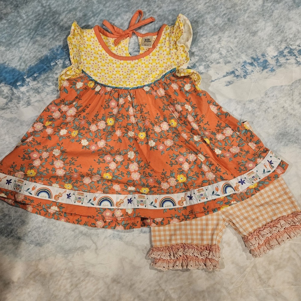 Wildflowers La La Land Mila Girls Outfit Set Top Ruffle Shorts Size 6